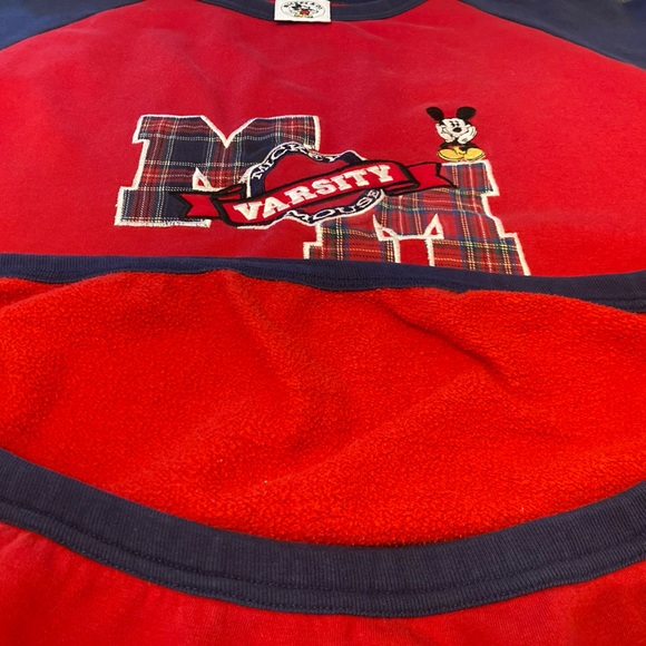 Vtg Mickey Co Sweater Disney Mickey Mouse Varsity 90s Red Pullover Crewneck - Picture 6 of 11